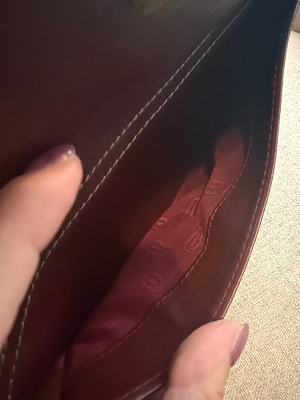 Cartier Brown Leather Crossbody Bag with Burgundy Dust Bag - Picture 14 of 14